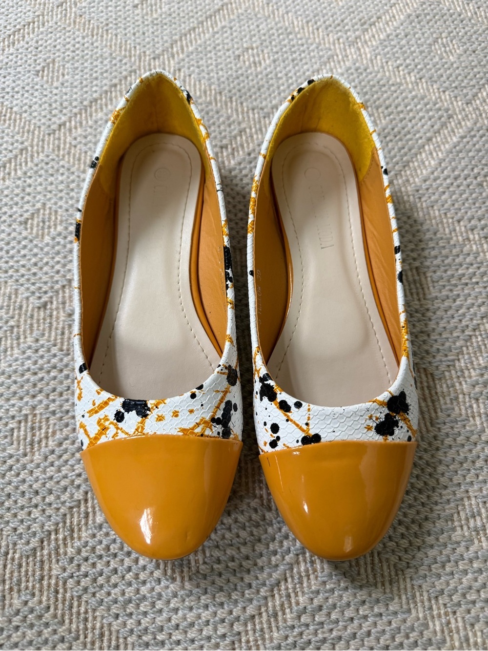 Women's Mustard Yellow Cap-Toe Ballet Flats